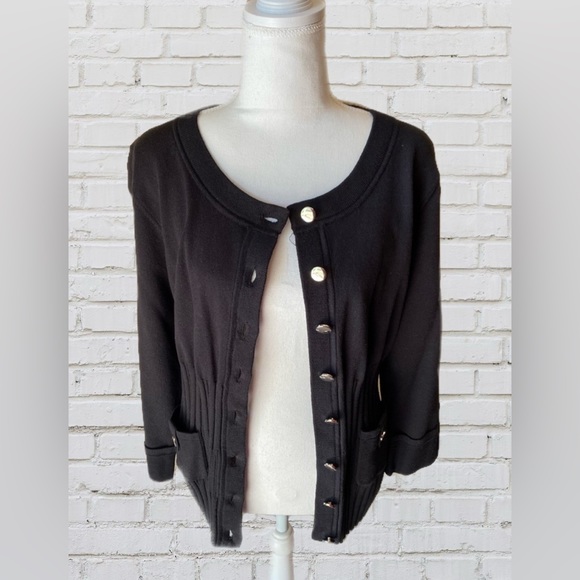 ⭐️3 for$20 R•Q•T size L Black Jacket/Cardigan dress sweater NWT - Picture 9 of 9
